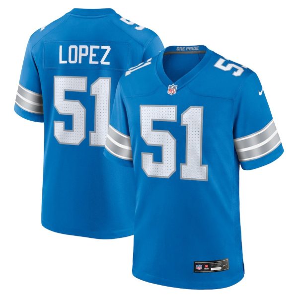 Roy Lopez 51 Detroit Lions Team Game Men Jersey - Blue
