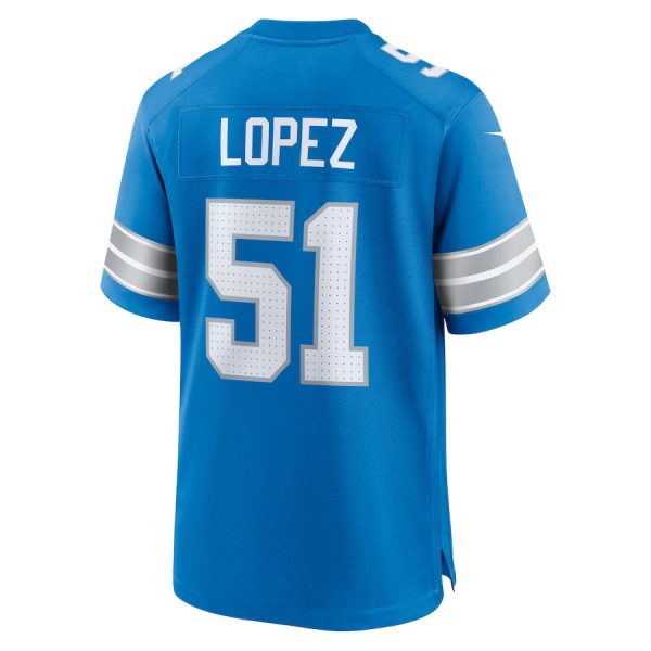 Roy Lopez 51 Detroit Lions Team Game Men Jersey - Blue - Image 3